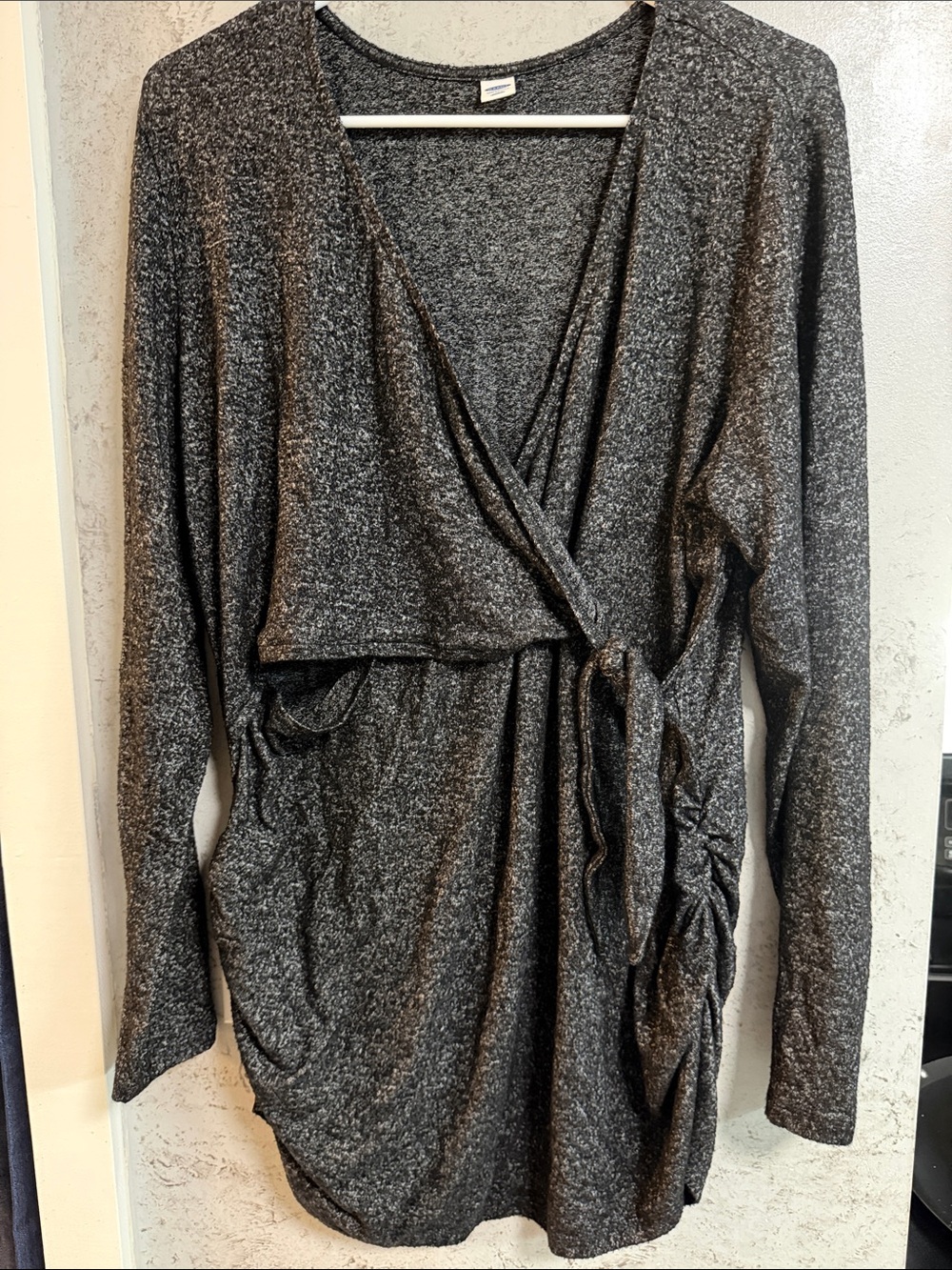 Dark Gray Wrap-Style Knit maternity nursing Top